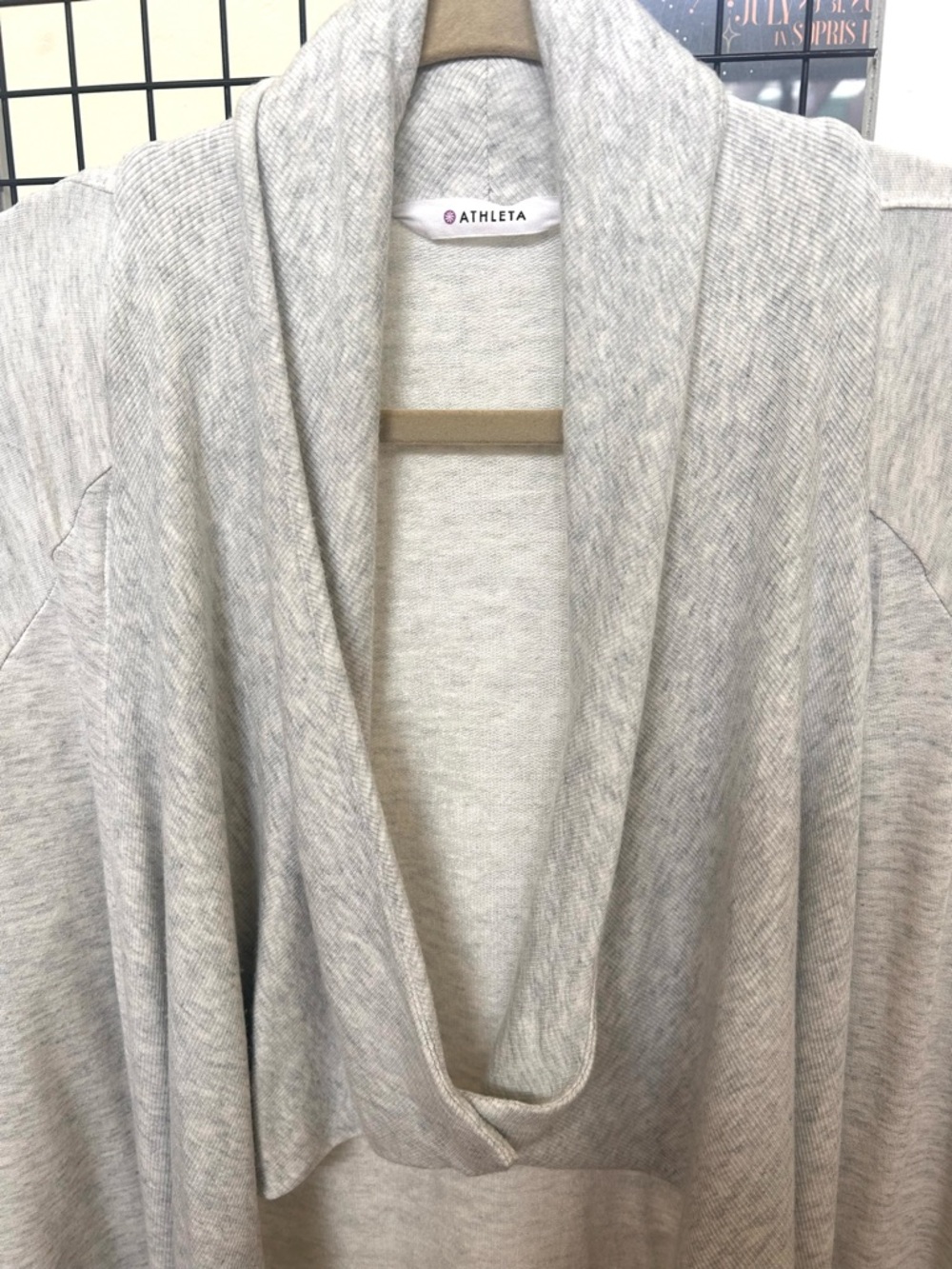 Athleta Light Heather Gray Draped Open-Front Cardigan - Picture 2 of 11